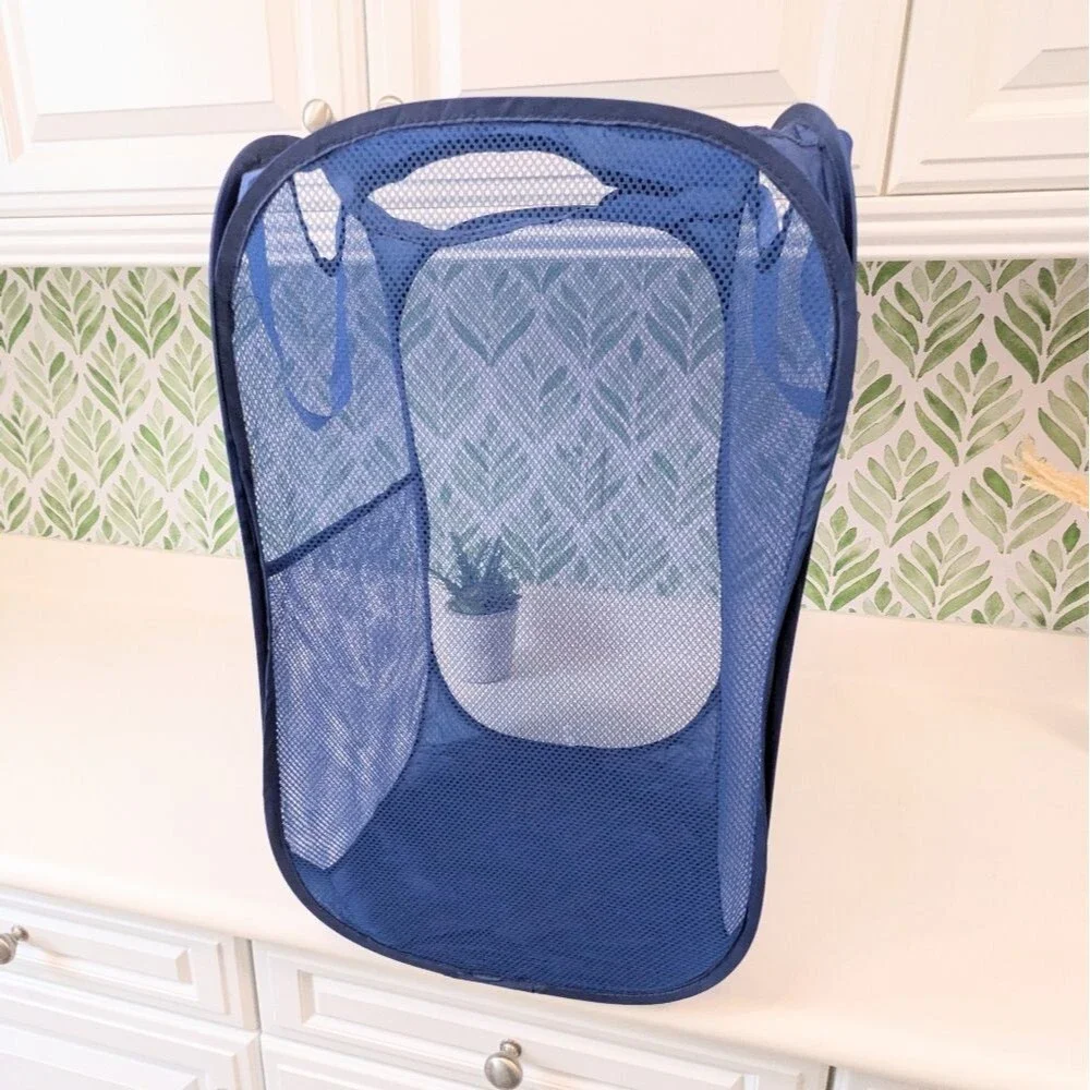 New Pop Up Hamper Navy Blue Travel Foldable Packable